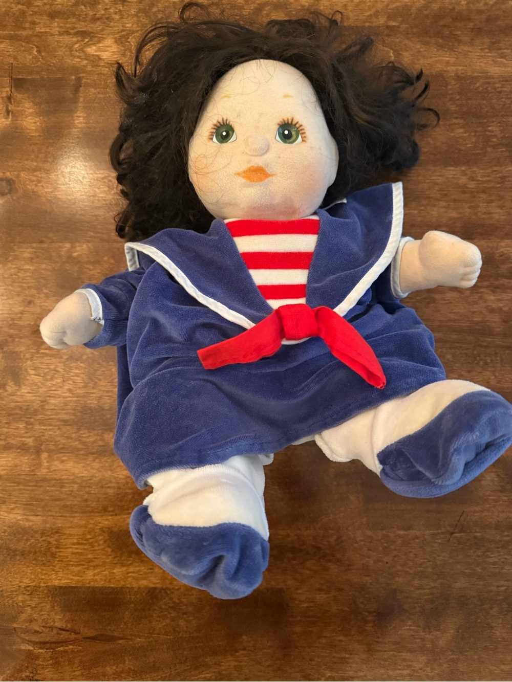 Vintage 1985 Mattel my child doll. Doll has green eyes and brown hair.